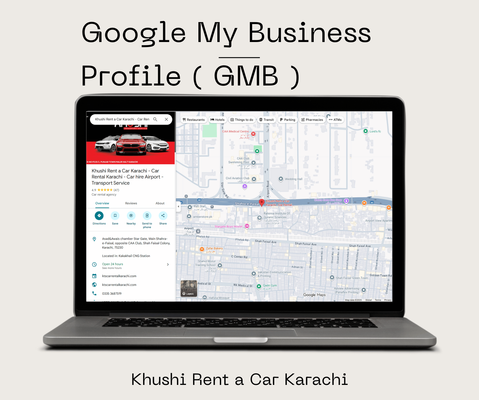 Khushi Rent a Car Karachi Google My Business Creation